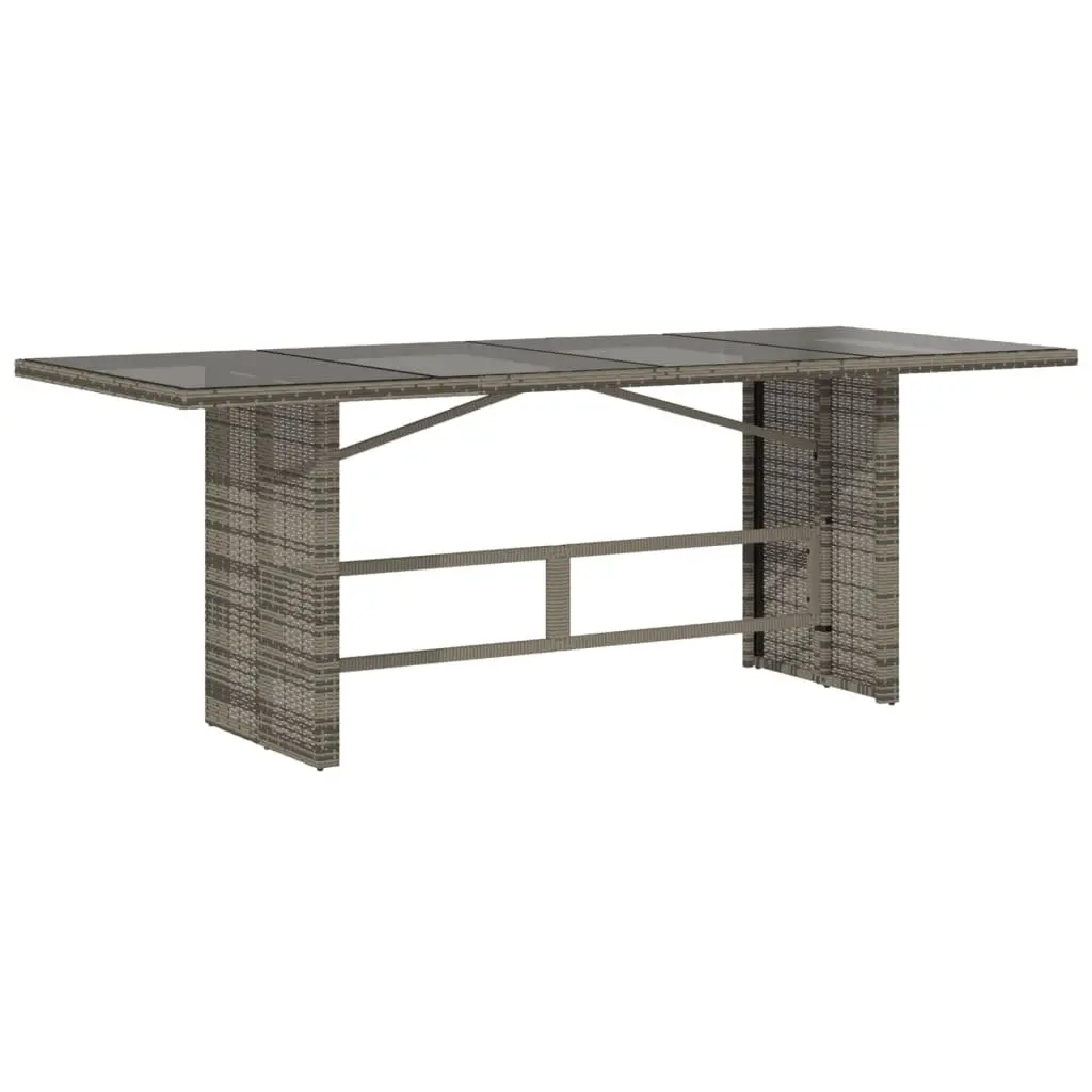 Garden Dining Set PE Rattan 9 Piece Grey Outdoor Furniture with Cushions Tempered Glass