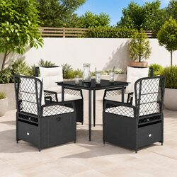 Stylish 5 Piece Black Outdoor Dining Set with Cushions