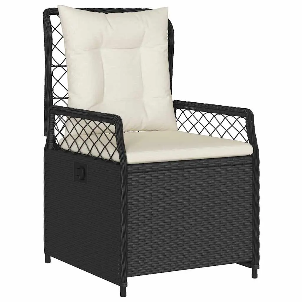 5 Piece Outdoor Furniture Patio Set Black Poly Rattan Table Chairs Cushioned Seating