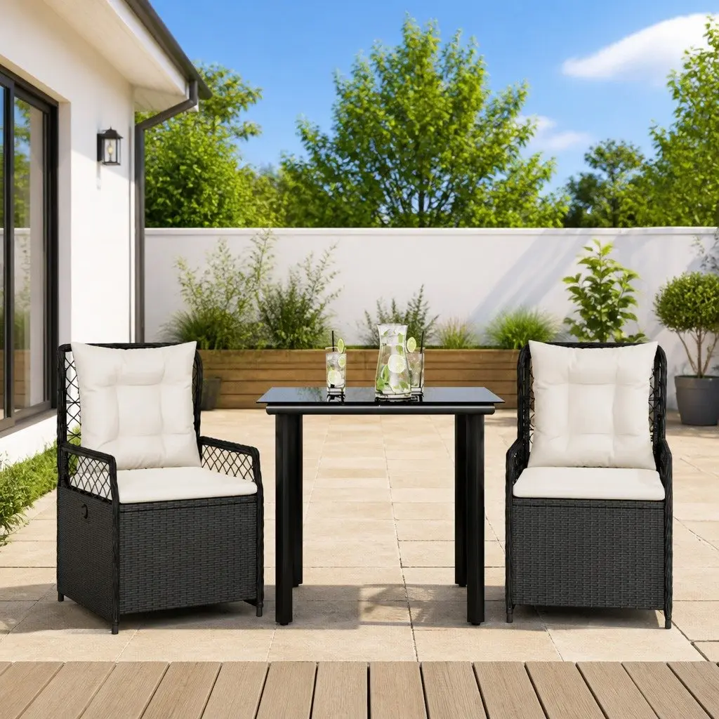 Outdoor Dining Set 3 Pieces with Cushions