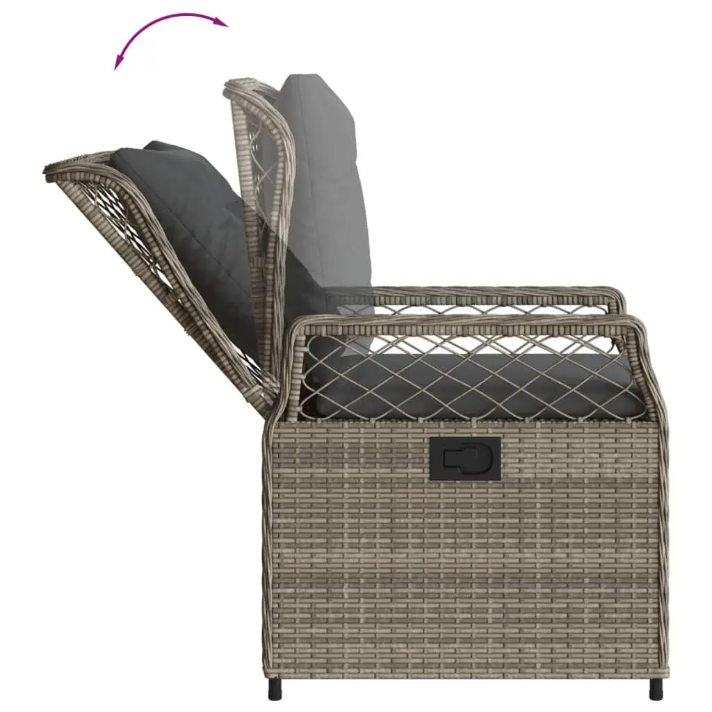 Garden Dining Set PE Rattan 5 Piece Outdoor Furniture Grey Adjustable Backrest