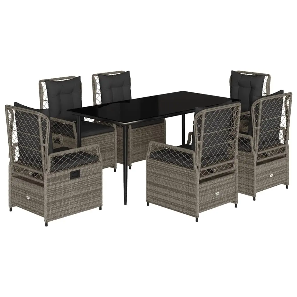 7 Piece Grey Outdoor Dining Set with Cushions