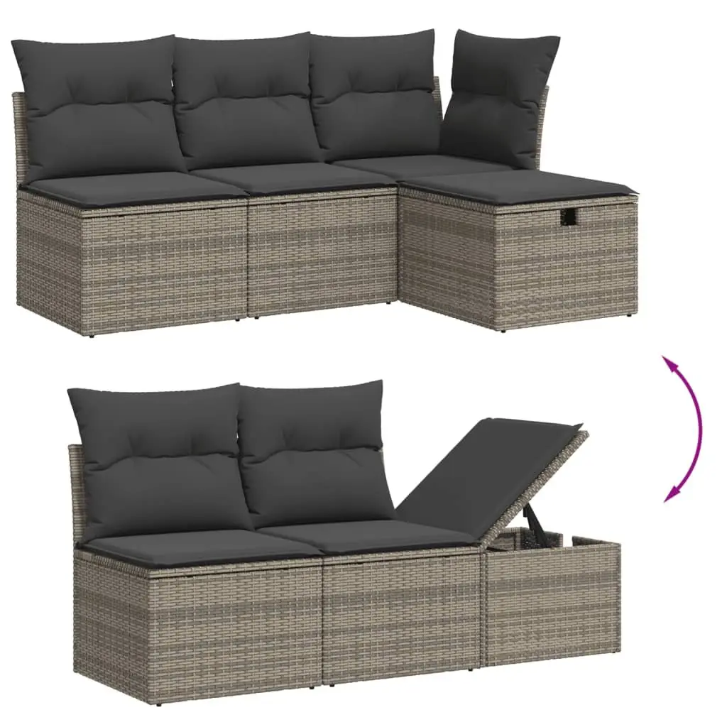 Garden Sofa Set Modular PE Rattan 6 Piece Outdoor Furniture Grey Patio Lounge