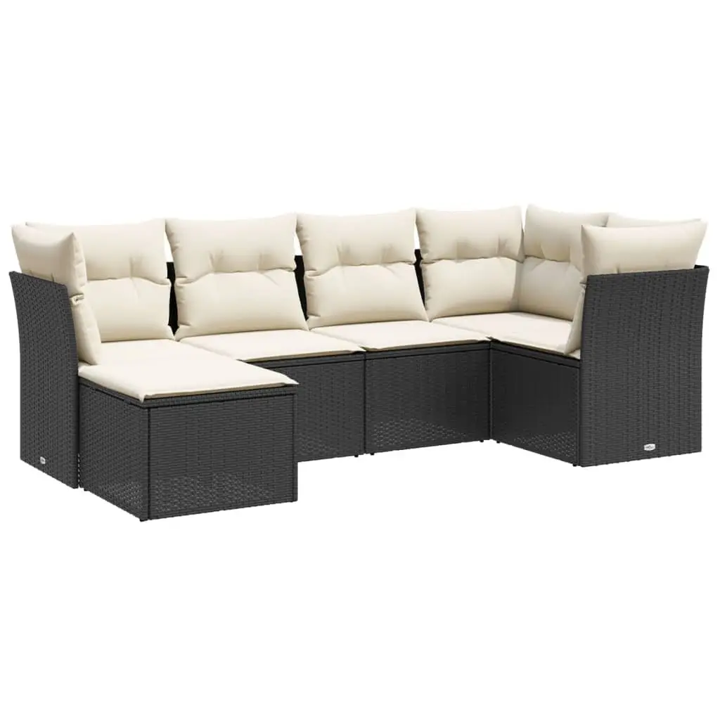 Garden Sofa Set 6 Piece PE Rattan Outdoor Furniture Black Steel Frame