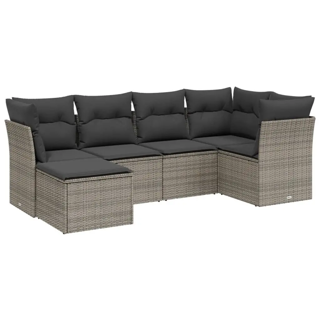 Garden Sofa Set PE Rattan Modular 6 Piece Outdoor Furniture Grey