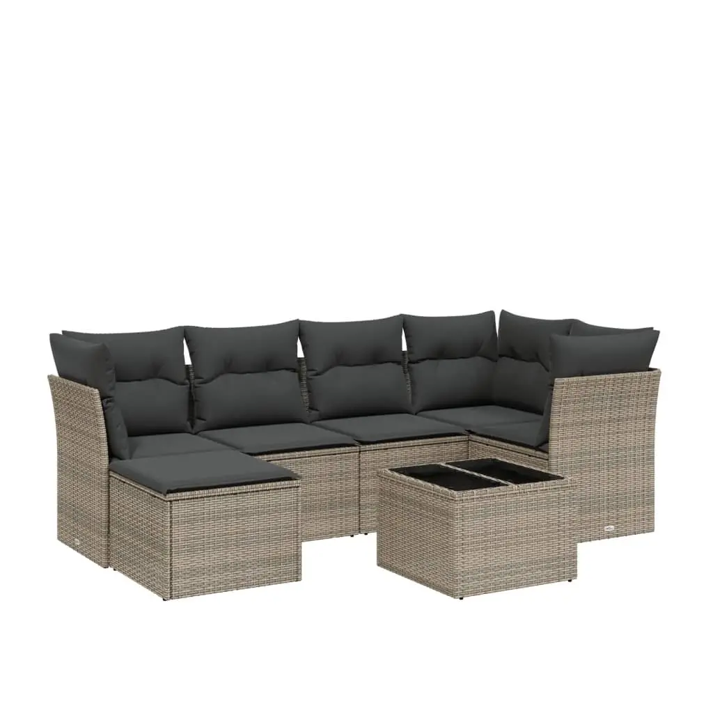 Garden Sofa Set Modular PE Rattan 7 Piece Outdoor Furniture Patio Lounge Grey
