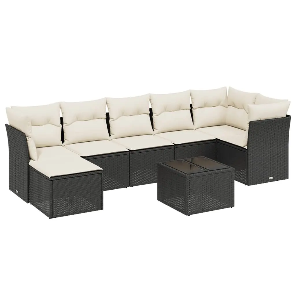 Garden Sofa Set 8 Piece Modular Outdoor Furniture Black PE Rattan
