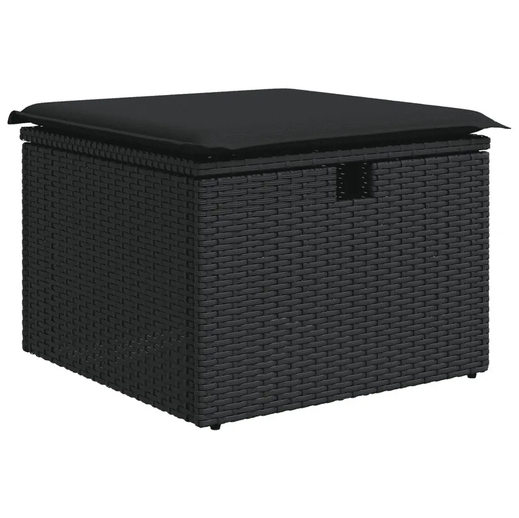 Garden Sofa Set 8 Piece Outdoor Furniture Black Poly Rattan Modular Patio Lounge