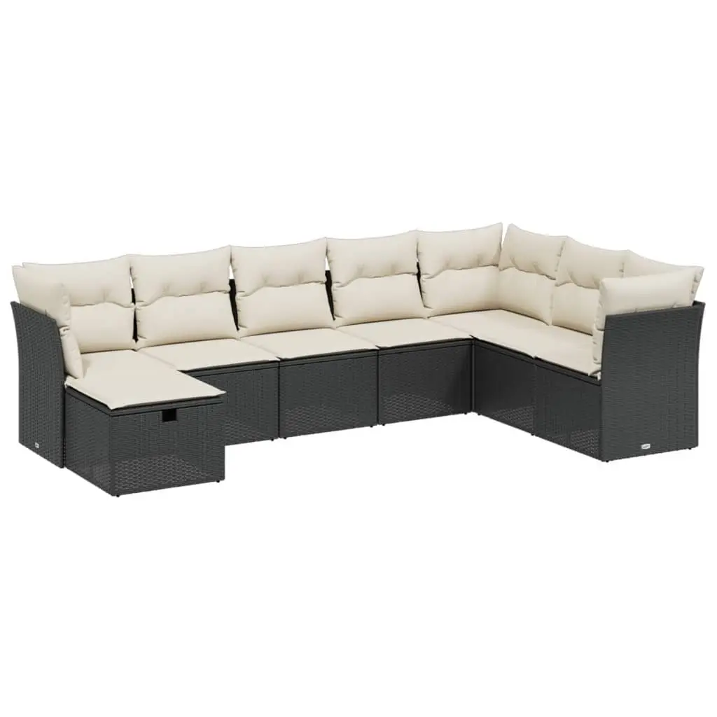Garden Sofa Set 8 Piece Outdoor Furniture Patio Black Poly Rattan Modular