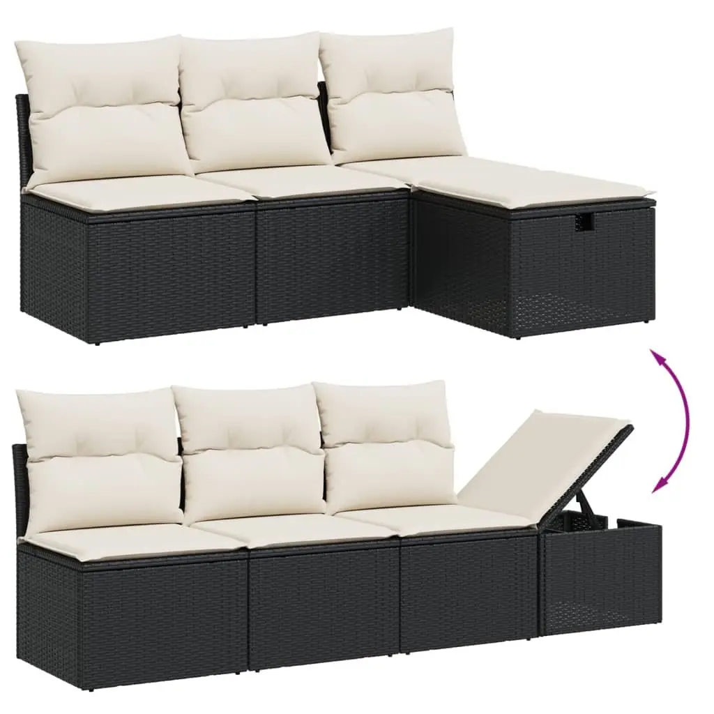 Garden Sofa Set 8 Piece Outdoor Furniture Patio Black Poly Rattan Modular