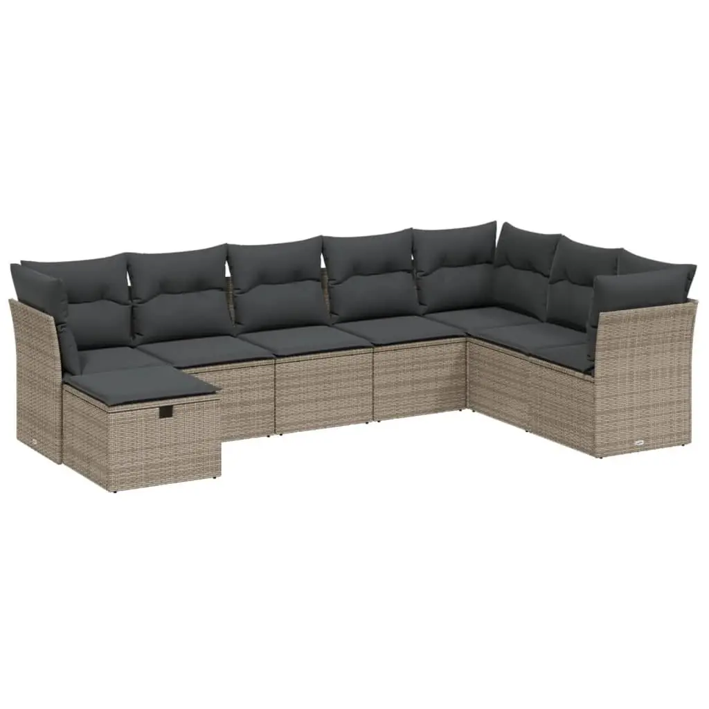 Garden Sofa Set Modular 8 Piece PE Rattan Grey Outdoor Furniture