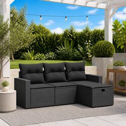 Practical 4 Piece Garden Sofa Set for Outdoor Use