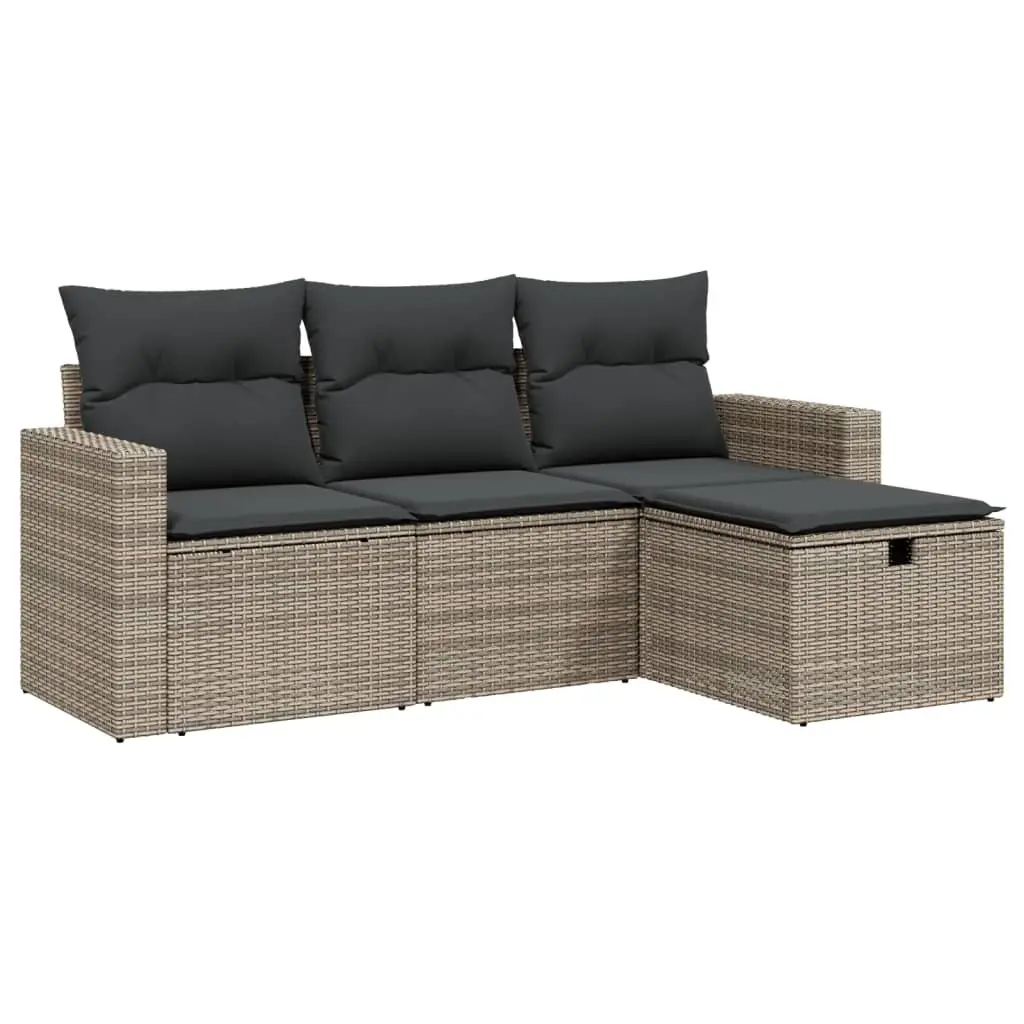 Garden Sofa Set Modular PE Rattan 4 Piece Outdoor Patio Furniture Grey