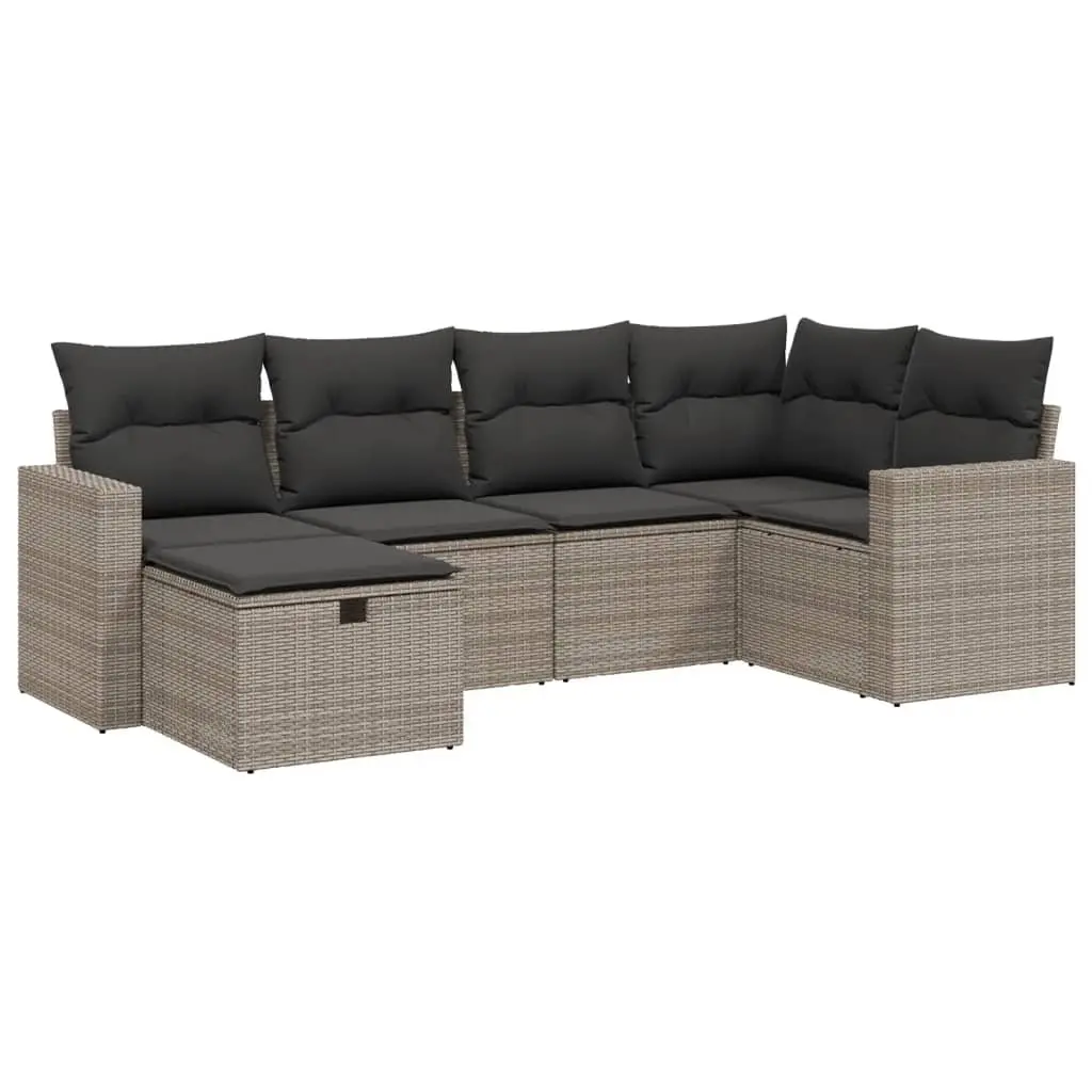 Garden Sofa Set 6 Piece Outdoor Furniture Patio Lounge Grey with Cushions