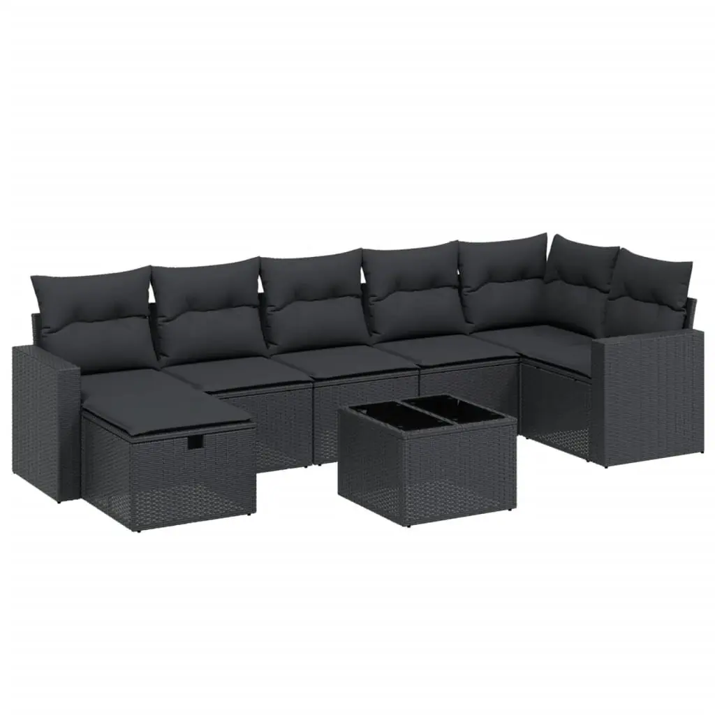 Garden Sofa Set 8 Piece Outdoor Furniture Patio Lounge Black Poly Rattan with