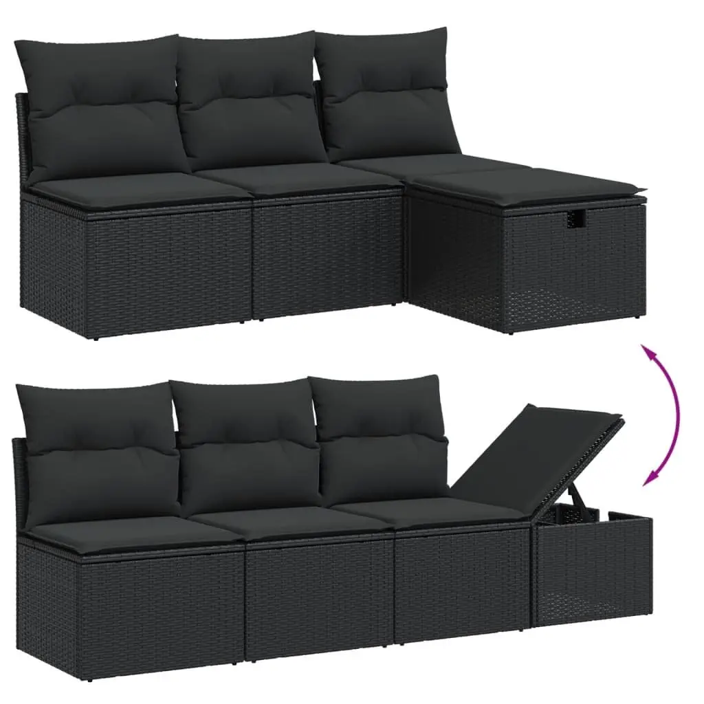 Garden Sofa Set 8 Piece Outdoor Furniture Patio Lounge Black Poly Rattan with