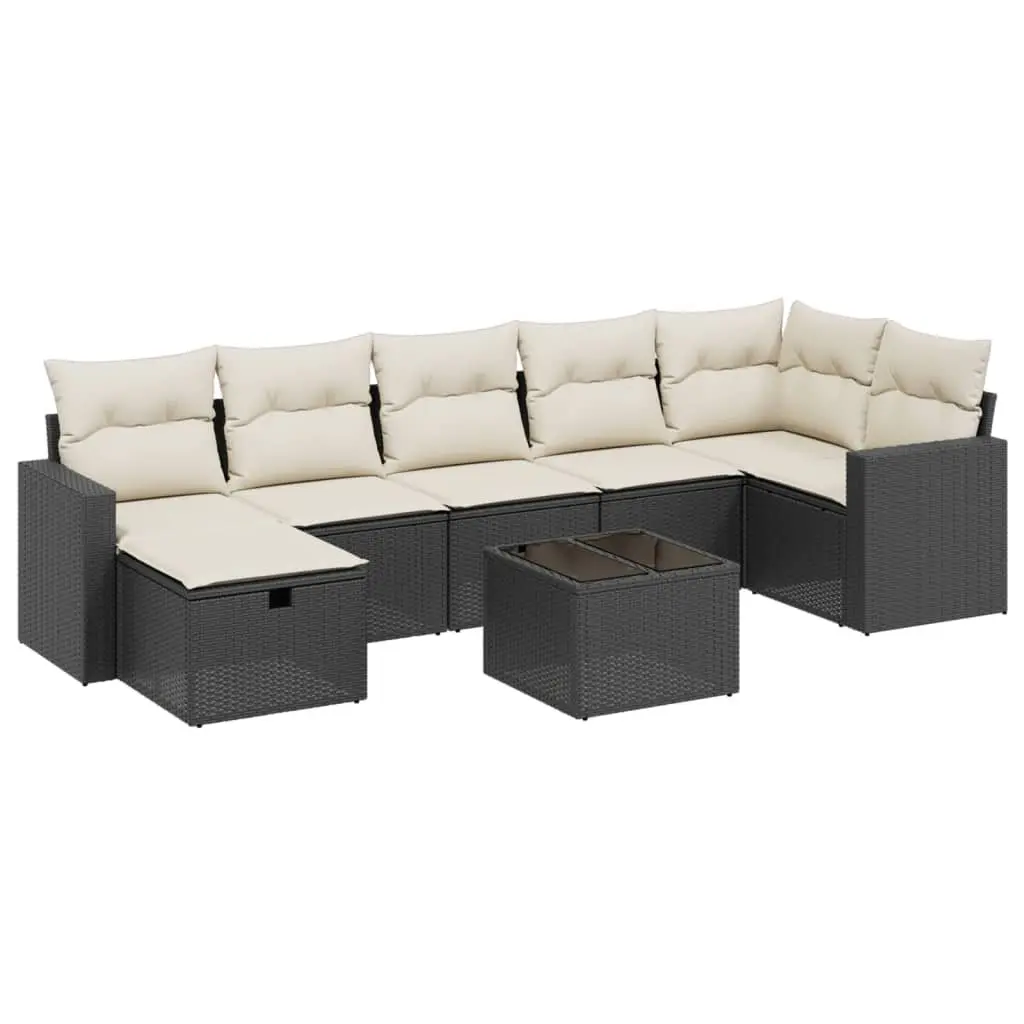 Garden Sofa Set Modular PE Rattan 8 Piece Outdoor Furniture Black
