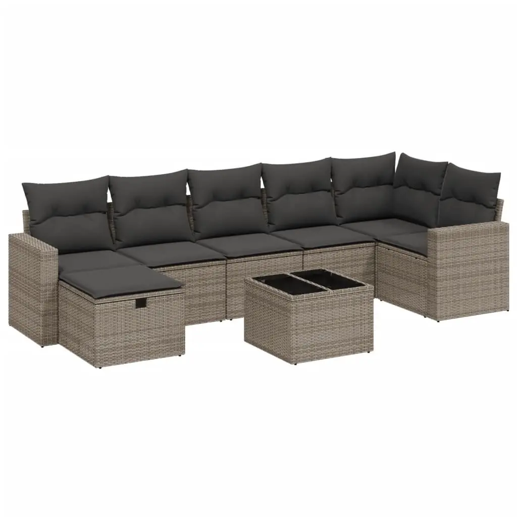 Garden Sofa Set 8 Piece Modular Outdoor Furniture Grey PE Rattan with Cushions