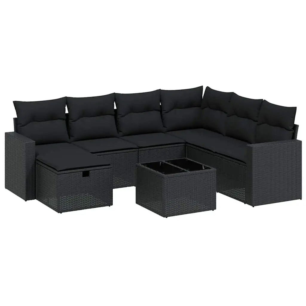 Garden Sofa Set 8 Piece Outdoor Furniture Patio Black Rattan Modular Lounge