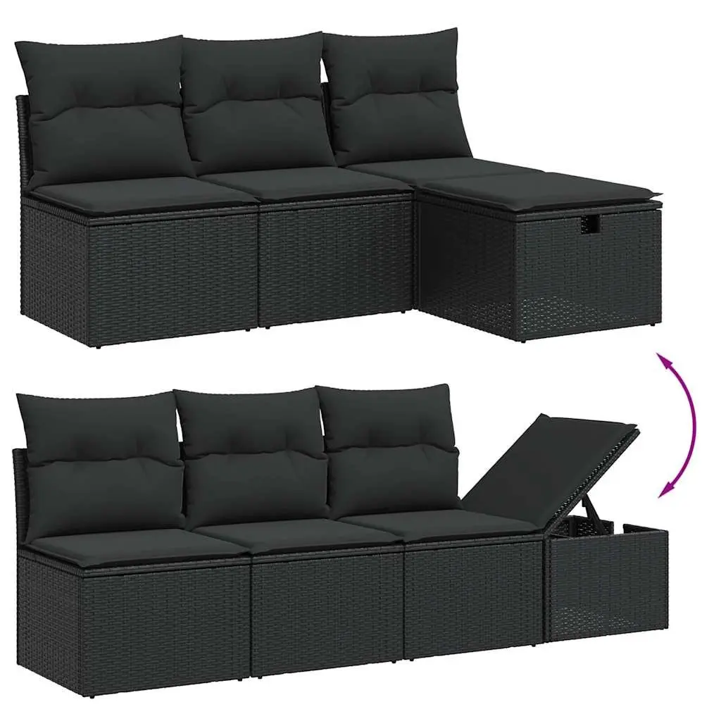 Garden Sofa Set 8 Piece Outdoor Furniture Patio Black Rattan Modular Lounge