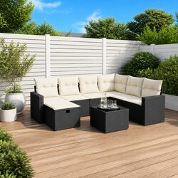 Flexible 8-Piece Black Sofa Set for Outdoor Spaces