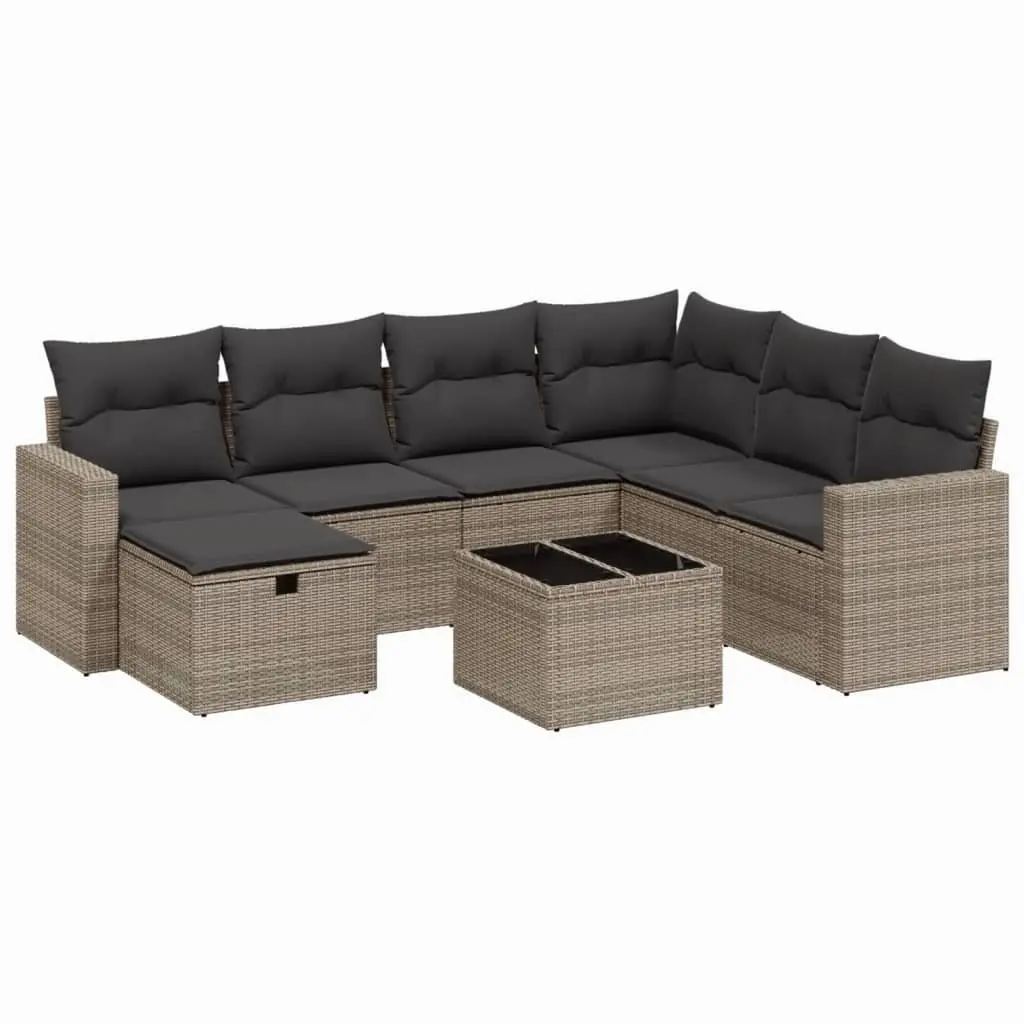 Garden Sofa Set Modular PE Rattan 8 Piece Outdoor Furniture Grey Patio Lounge