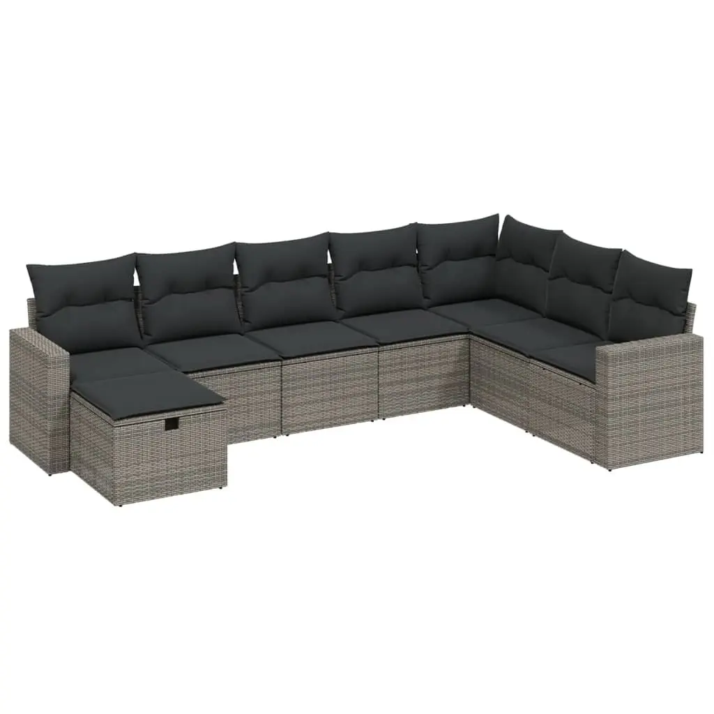 Garden Sofa Set 8 Piece Outdoor Furniture Patio Lounge Grey Rattan Cushions
