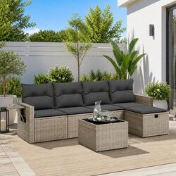 Versatile 6-Piece Grey Sofa Set for Outdoor Spaces