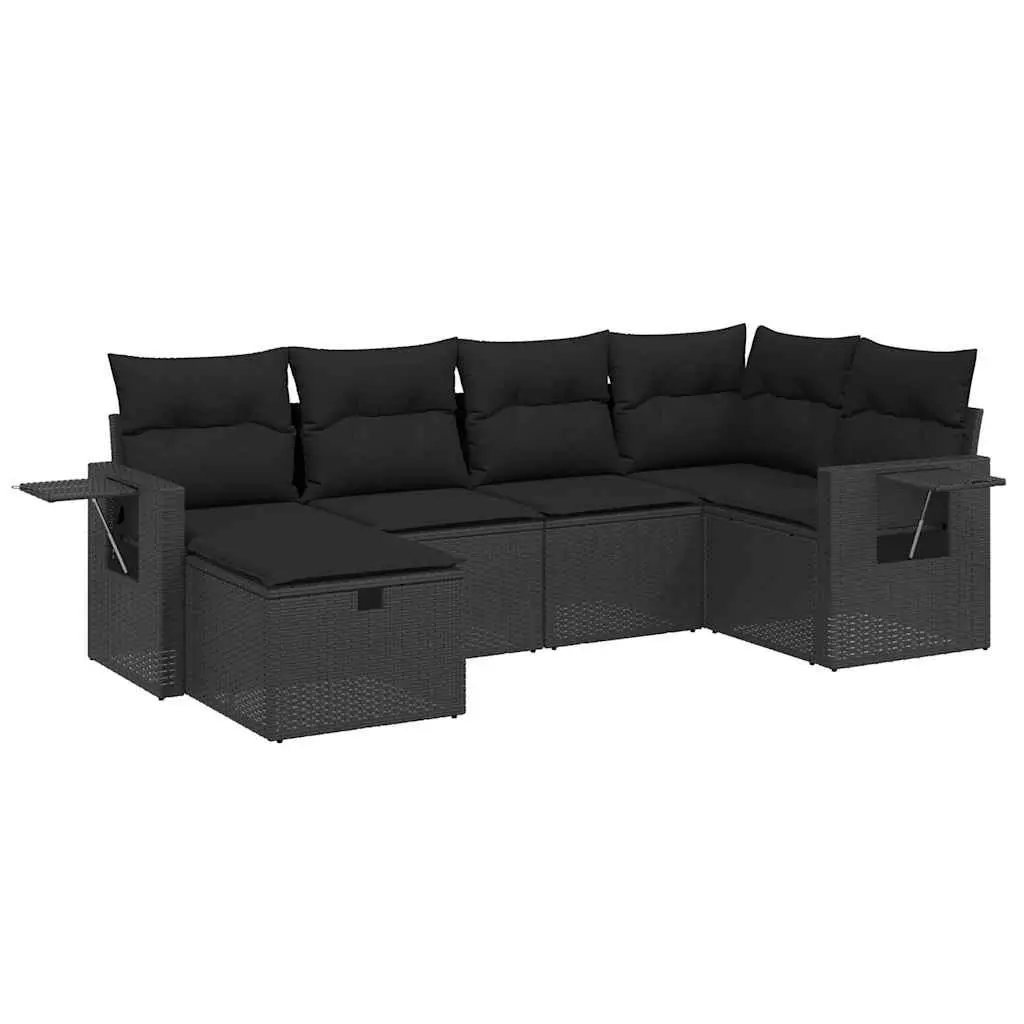 Modular Outdoor 6-Piece Sofa Set Black