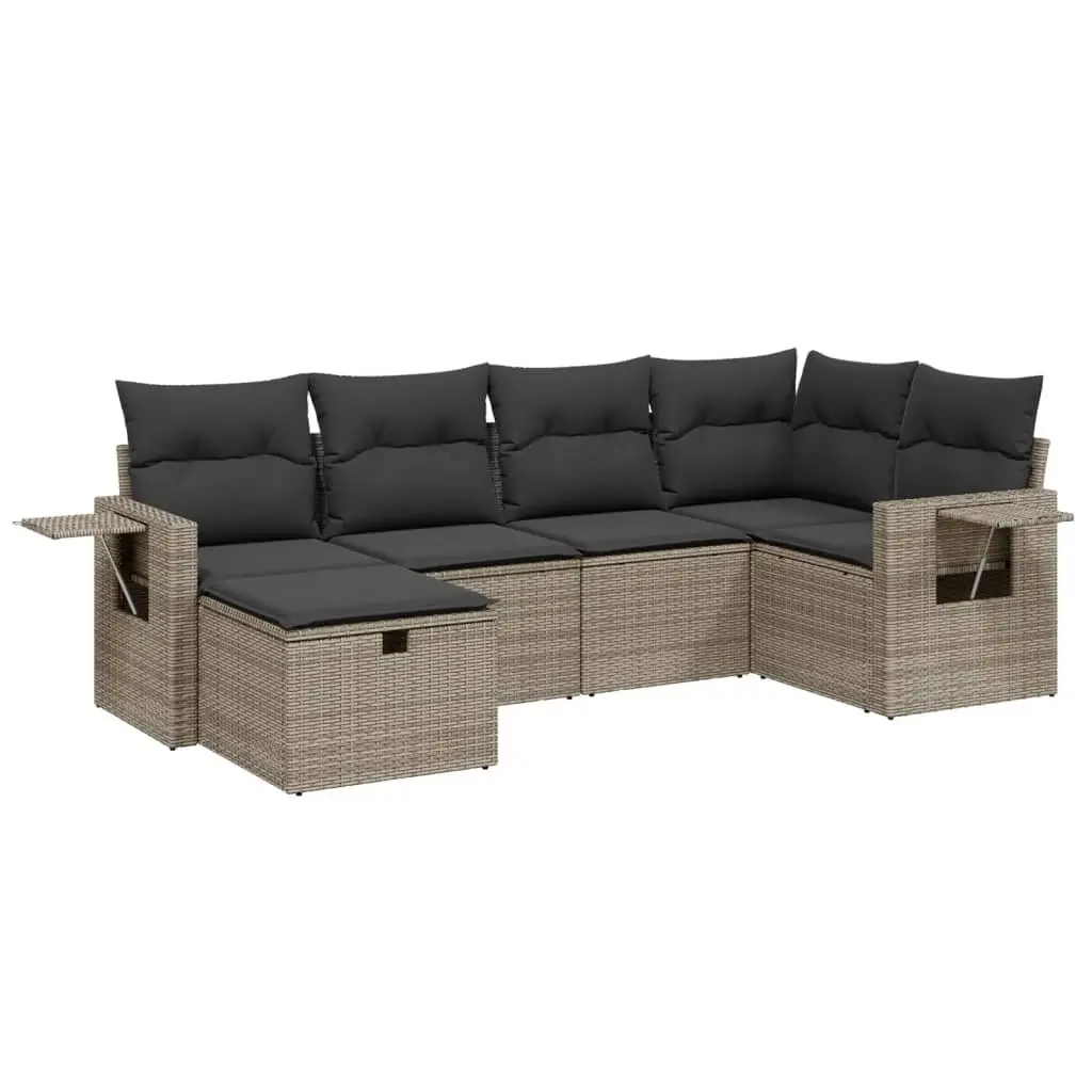 Garden Sofa Set 6 Piece Modular Outdoor Furniture Grey PE Rattan