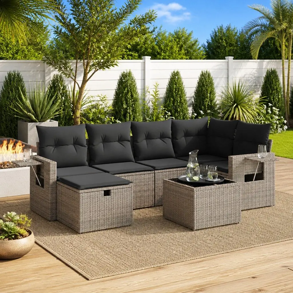 7 Piece Garden Sofa Set Outdoor Furniture Patio Seating with Cushions Grey