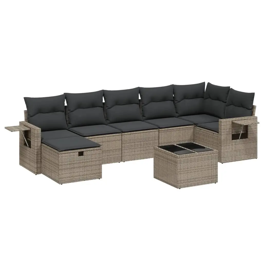 Garden Sofa Set 8 Piece Outdoor Furniture Patio Sectional Grey Cushions Table