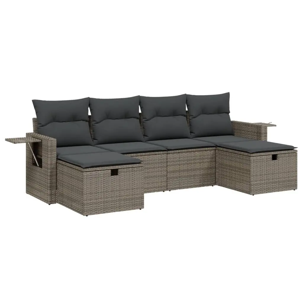 Garden Sofa Set 6 Piece Grey Outdoor Furniture Patio Lounge Sectional Modular