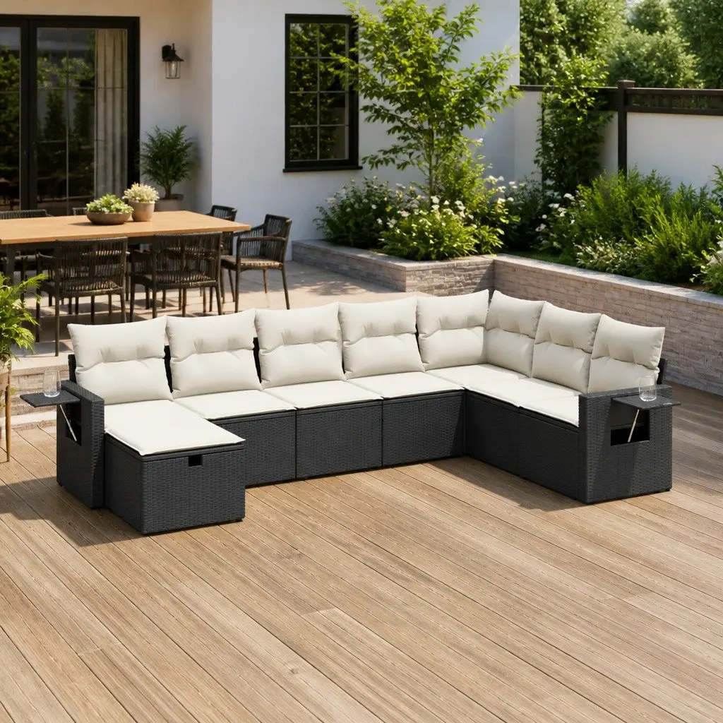 Garden Sofa Set PE Rattan Modular 8 Piece Outdoor Furniture Black