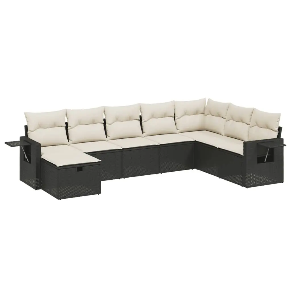 Garden Sofa Set PE Rattan Modular 8 Piece Outdoor Furniture Black