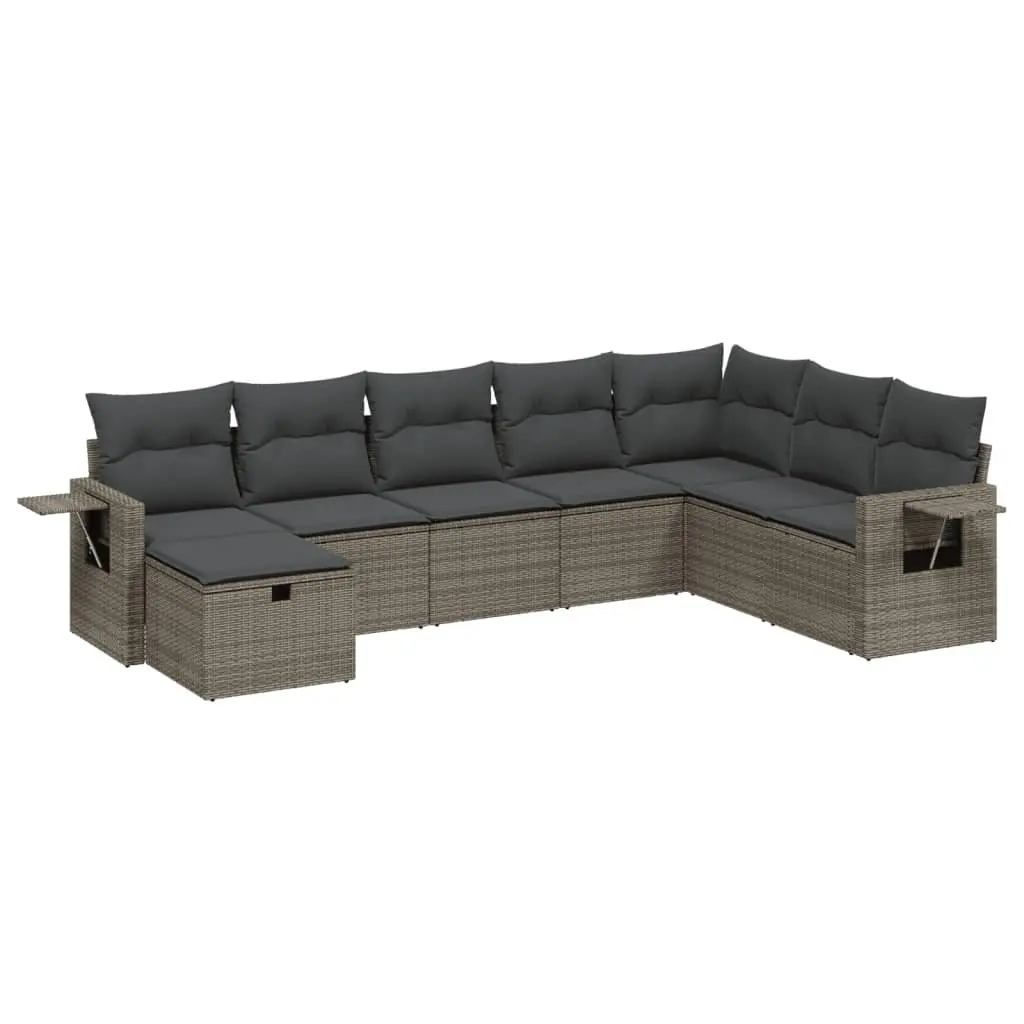 8 Piece Garden Sofa Set Grey Outdoor Furniture Patio Seating with Cushions