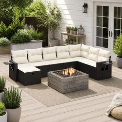 9 Piece Black Patio Sofa Set for Outdoor Relaxation