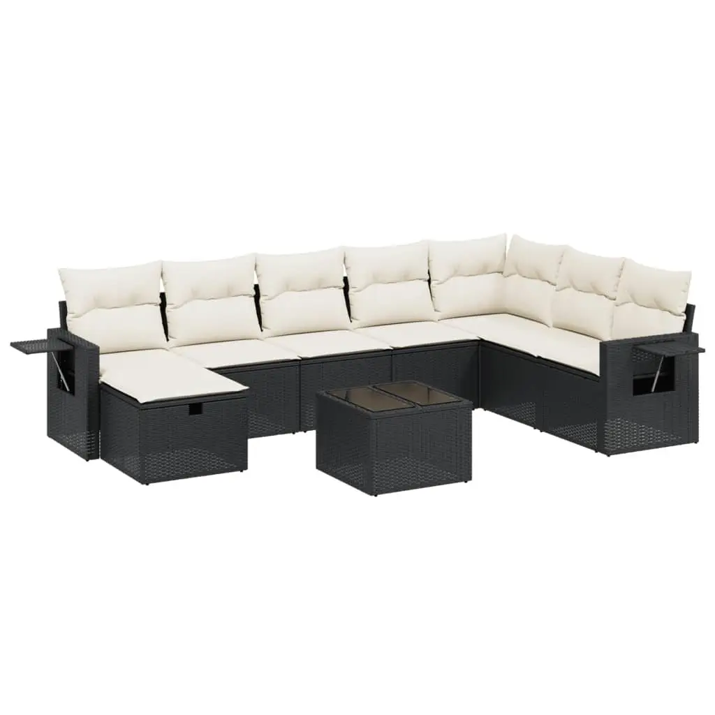 Garden Sofa Set PE Rattan Modular 9 Piece Outdoor Furniture Black