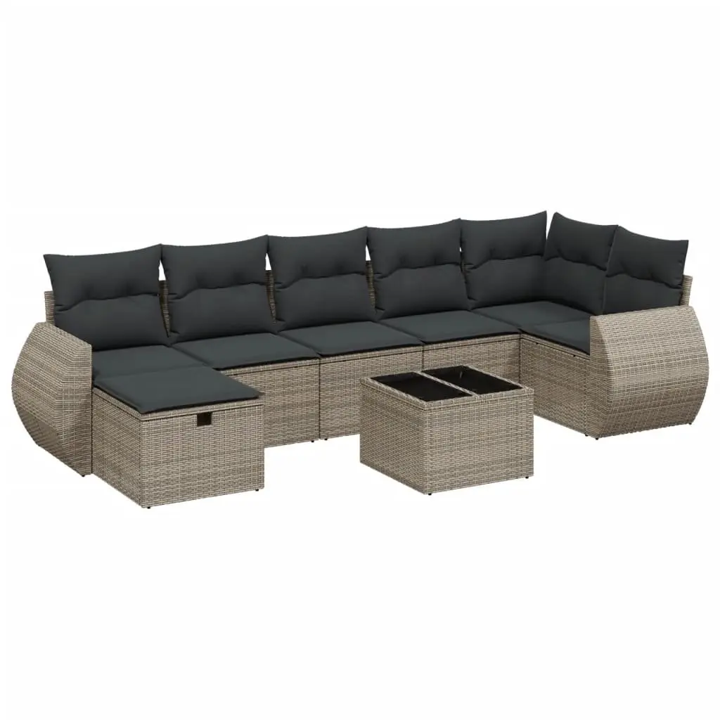 Garden Sofa Set PE Rattan Modular 8 Piece Outdoor Furniture Grey