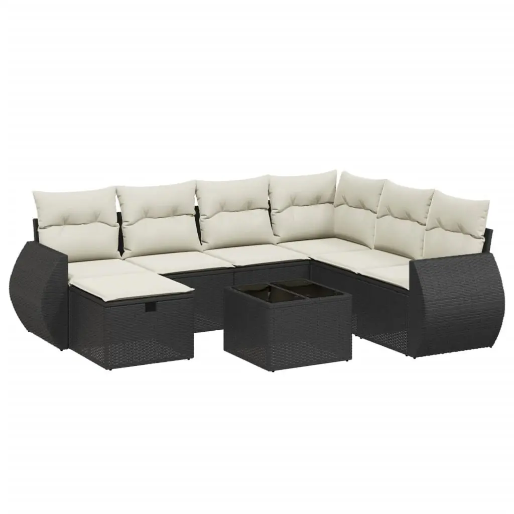 Garden Sofa Set 8 Piece Outdoor Furniture Patio Lounge Black Poly Rattan with