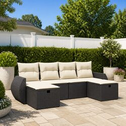 Black Modular Garden Sofa Set 6 Piece for Relaxing