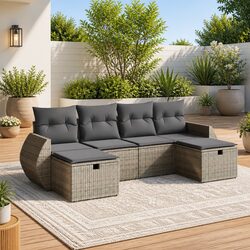 Practical Modular 6-Piece Garden Sofa Set for Outdoors