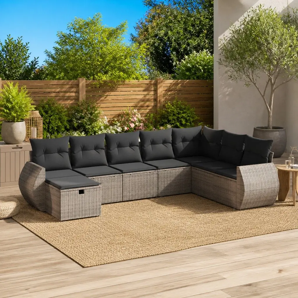 Garden Sofa Set 8 Piece Outdoor Furniture Patio Seating Grey Cushions Modular