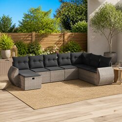Garden Sofa Set 8 Piece Outdoor Furniture Patio Seating Grey Cushions Modular