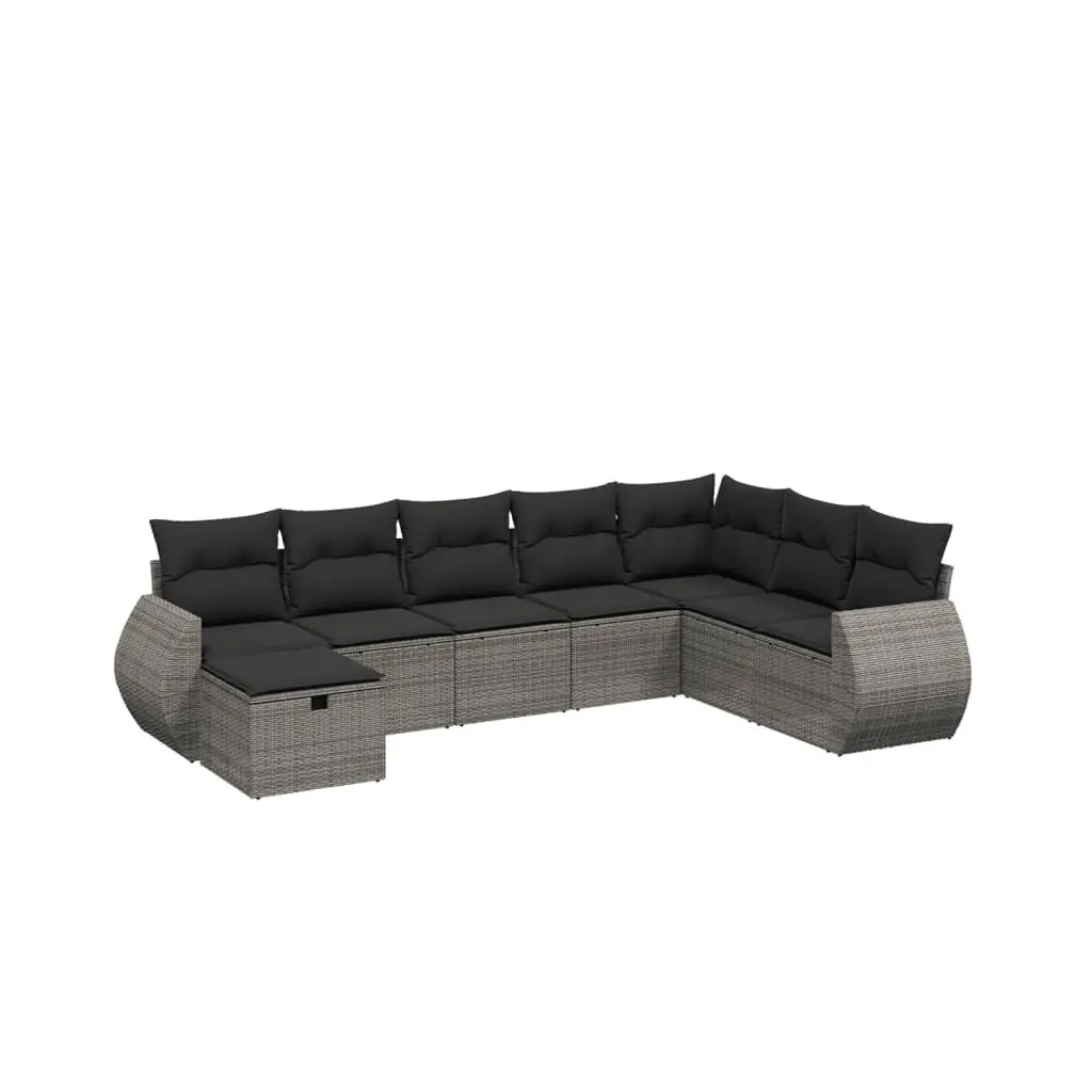 Garden Sofa Set 8 Piece Outdoor Furniture Patio Seating Grey Cushions Modular