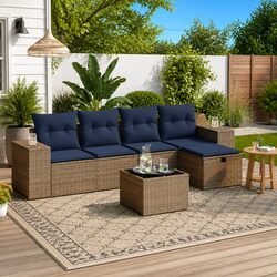 Practical 6-Piece Modular Garden Sofa for Any Patio
