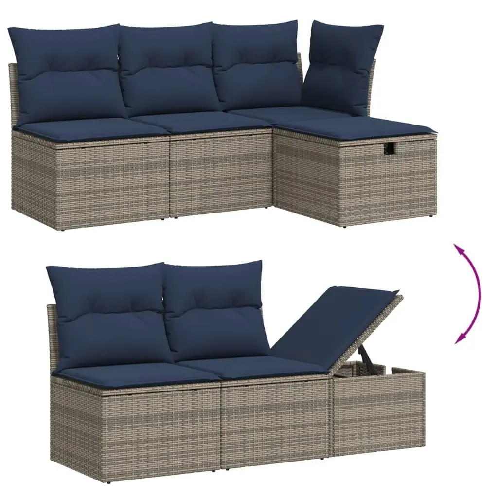 Garden Sofa Set Modular PE Rattan 6 Piece Outdoor Furniture Patio Lounge Grey
