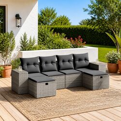 6-Piece Outdoor Modular Sofa Set in Grey for Your Home