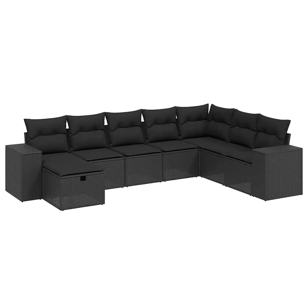 Garden Sofa Set 8 Piece Modular PE Rattan Outdoor Patio Furniture Black