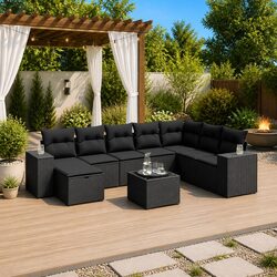Practical 9 Piece Garden Sofa Set for Daily Use